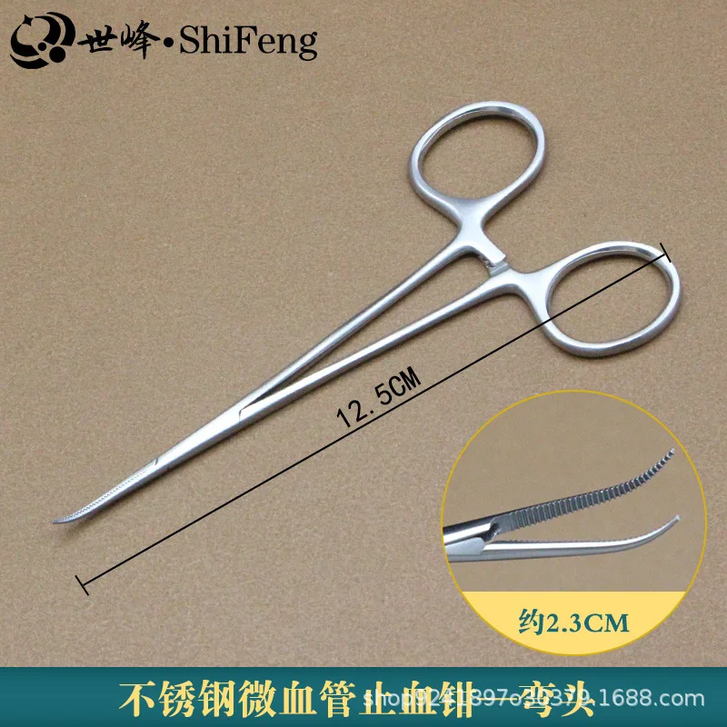 الطبية الأوعية الدموية الدقيقة مرقئ الفولاذ المقاوم للصدأ مستقيم منحني مزدوج الجفن الدهون جراحة الملقط الذهب مقبض الجراحية #6