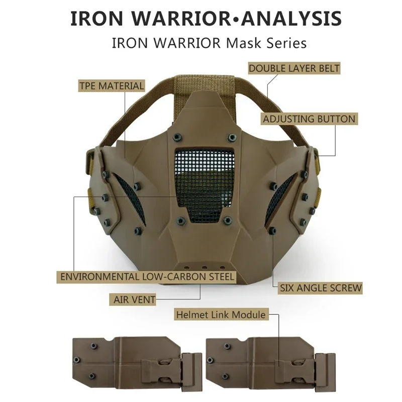 Máscara de caza de Paintball Airsoft, máscara de media cara de combate táctico, máscara protectora para juegos de guerra, uso con casco rápido o un