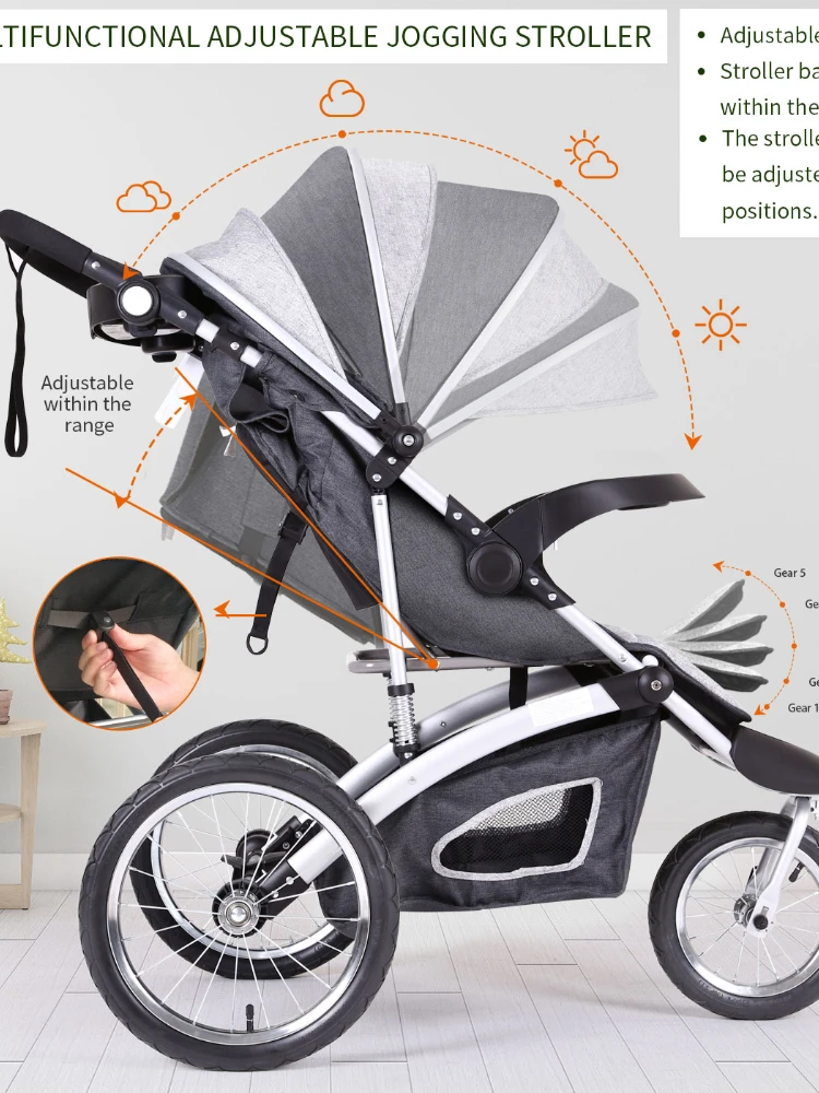 Stroller Foldable Jogging Stroller Single Toddler Stroller Jogging Compact Ultra-light Stroller Can be Carried for Trave