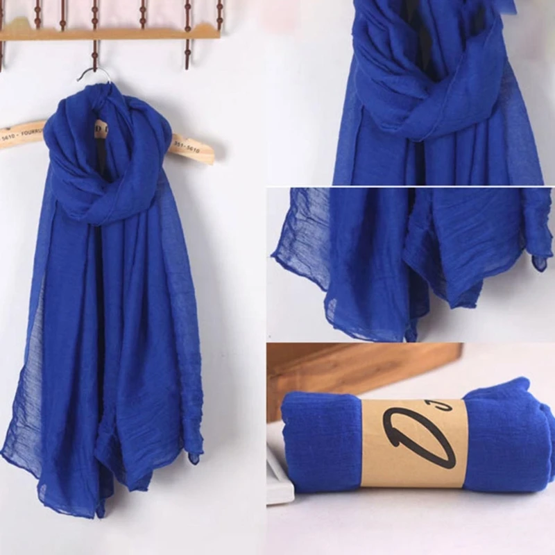 2020 Fashion New 16 Colors Women Long Scarf Wrap Scarves Vintage Cotton Linen Large Shawl Hijab Elegant Solid Black Red Whi