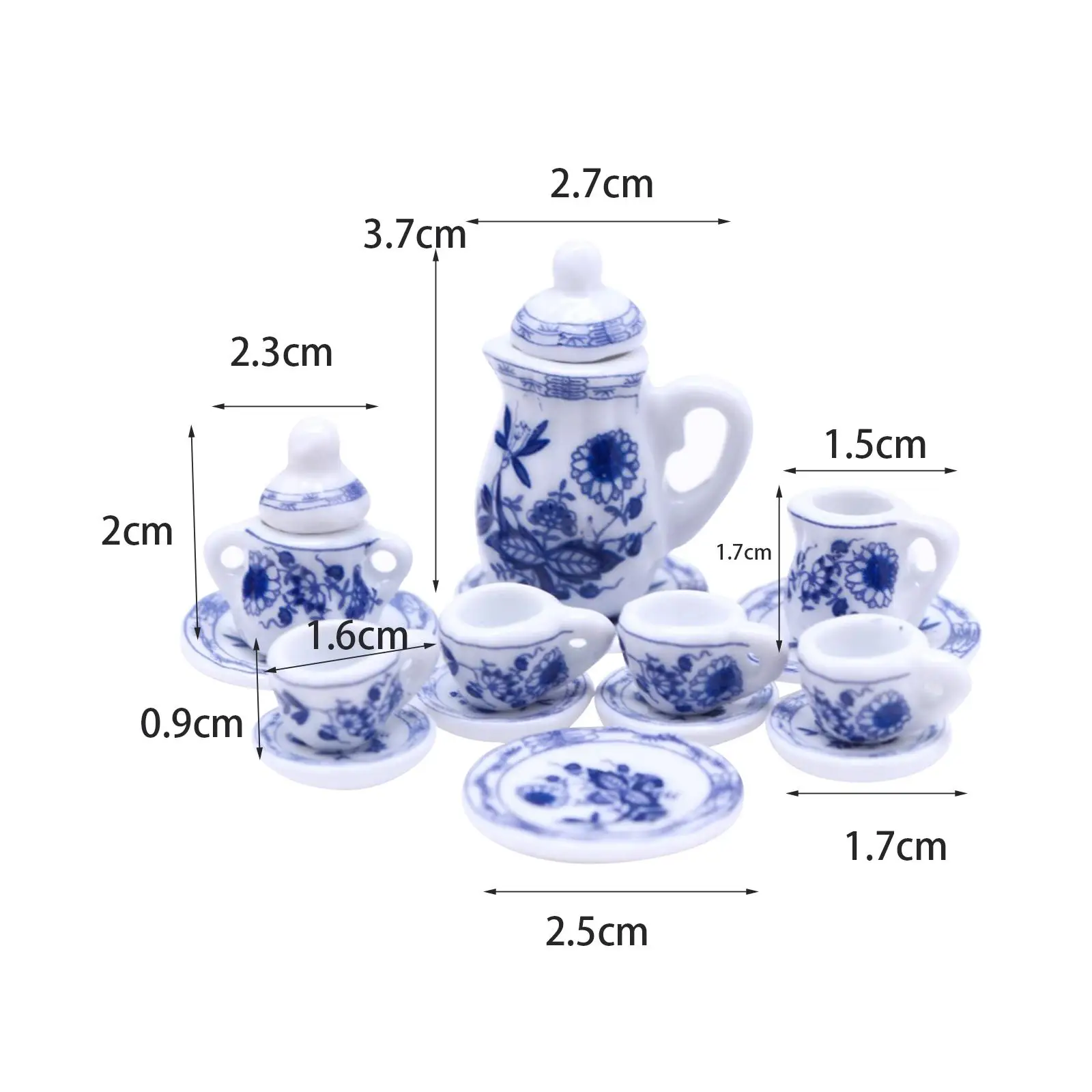 15x Dollhouse Miniature Teapot Cup Mini Tea Cup Models for Dining Table Kitchen