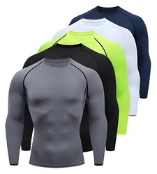 Compression Long Sleeve T Shirt Men Elastic Training T-shirt Gym Fitness Workout Tights Sport Jersey Athletic Running Shirt Men