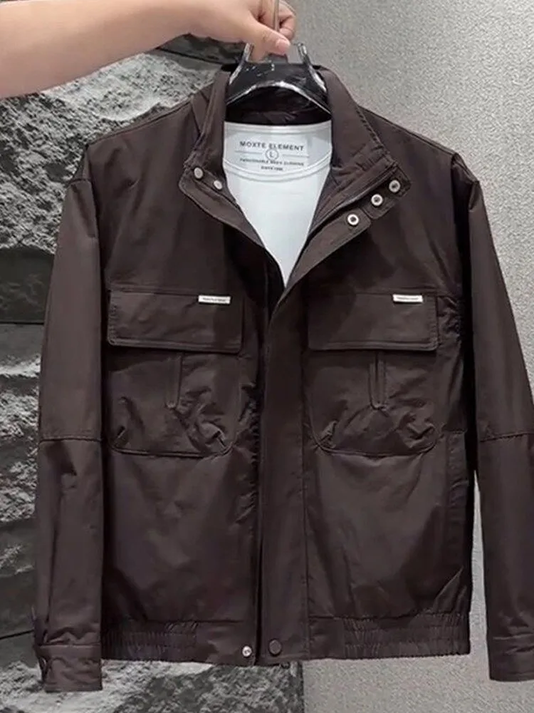 

Оригинальный модный свободный крой с воротником-стойкой для молодежи, мужская весенняя новая американская рабочая одежда из полиэстера с длинной молнией...