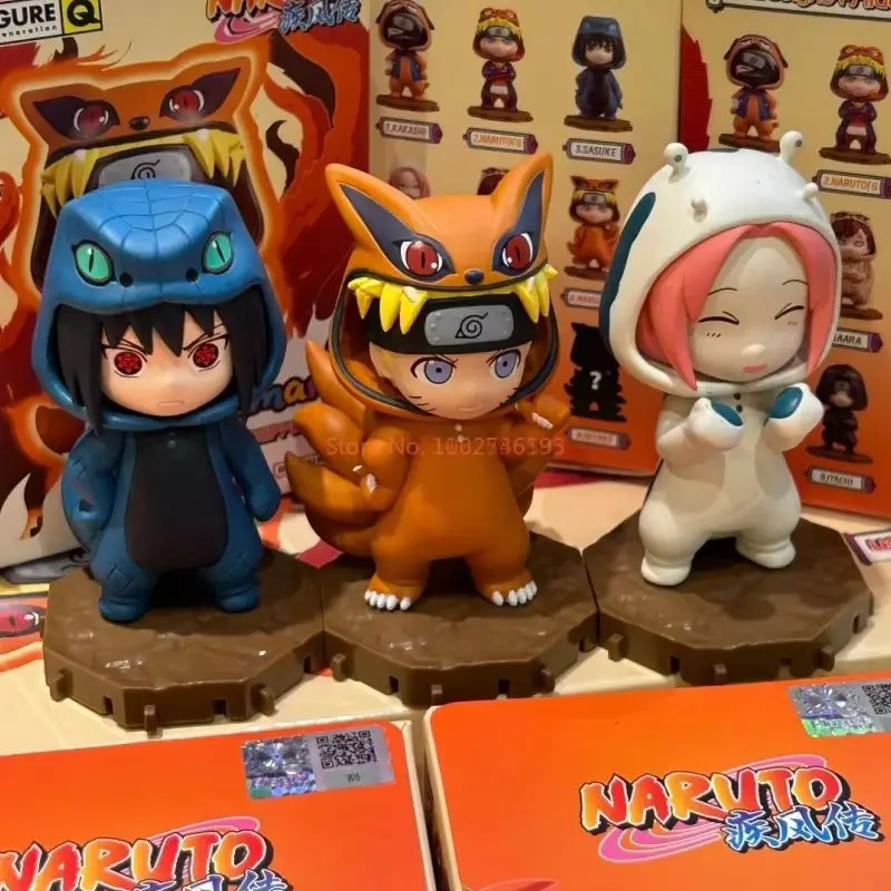 Genuino Bandai Naruto Bnfigureq Pajamars serie caja ciega figuras de acción modelo Sasuke Kakashi disfraz modelo ornamento regalo juguete