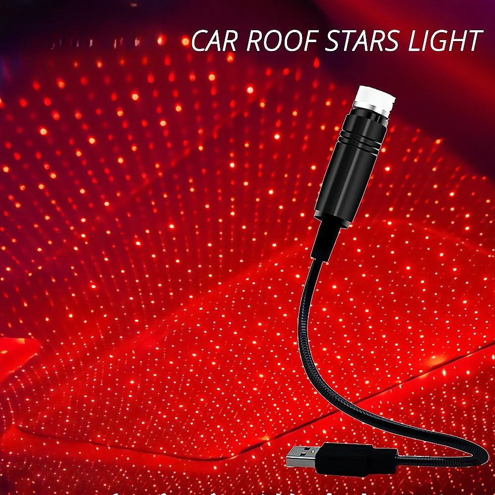 

Auto USB Atmosphere Lamp DC 12V Star Ceiling Reading Laser Projection Decorative Red Led Car Trunk Roof Interior Dome Read Light