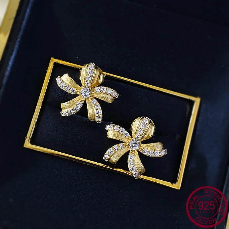 

S925 Silver Plated Flower Earrings, Daily Style Retro Fashion, Antique Style Earrings, Wedding Gem