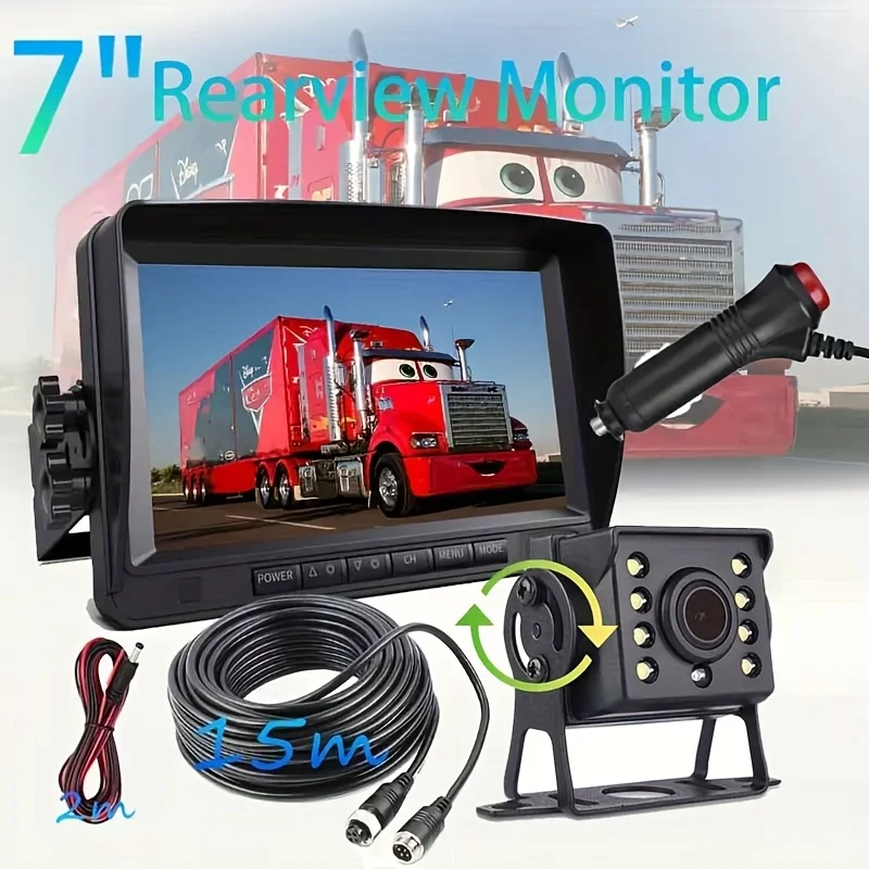 

7inch U-Shaped Mount Rear View Monitor Kit with Backup Camera Parking Hardwired for Vehicles Wide Viewing Angle Fits