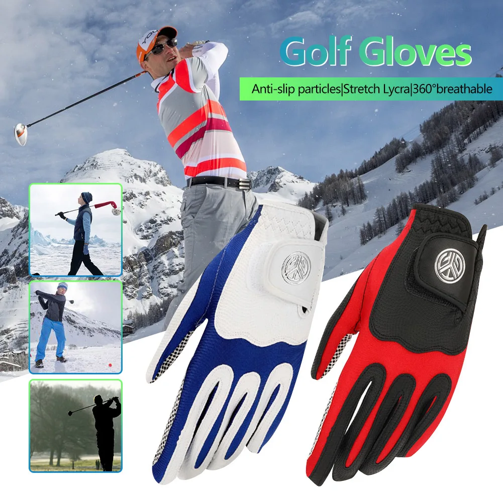 Golf Gloves 1PC Men's Glove Micro Fiber Soft 2 Color Left/Right Hand Anti-skidding Non Slip Particles Breathable Golf Glove