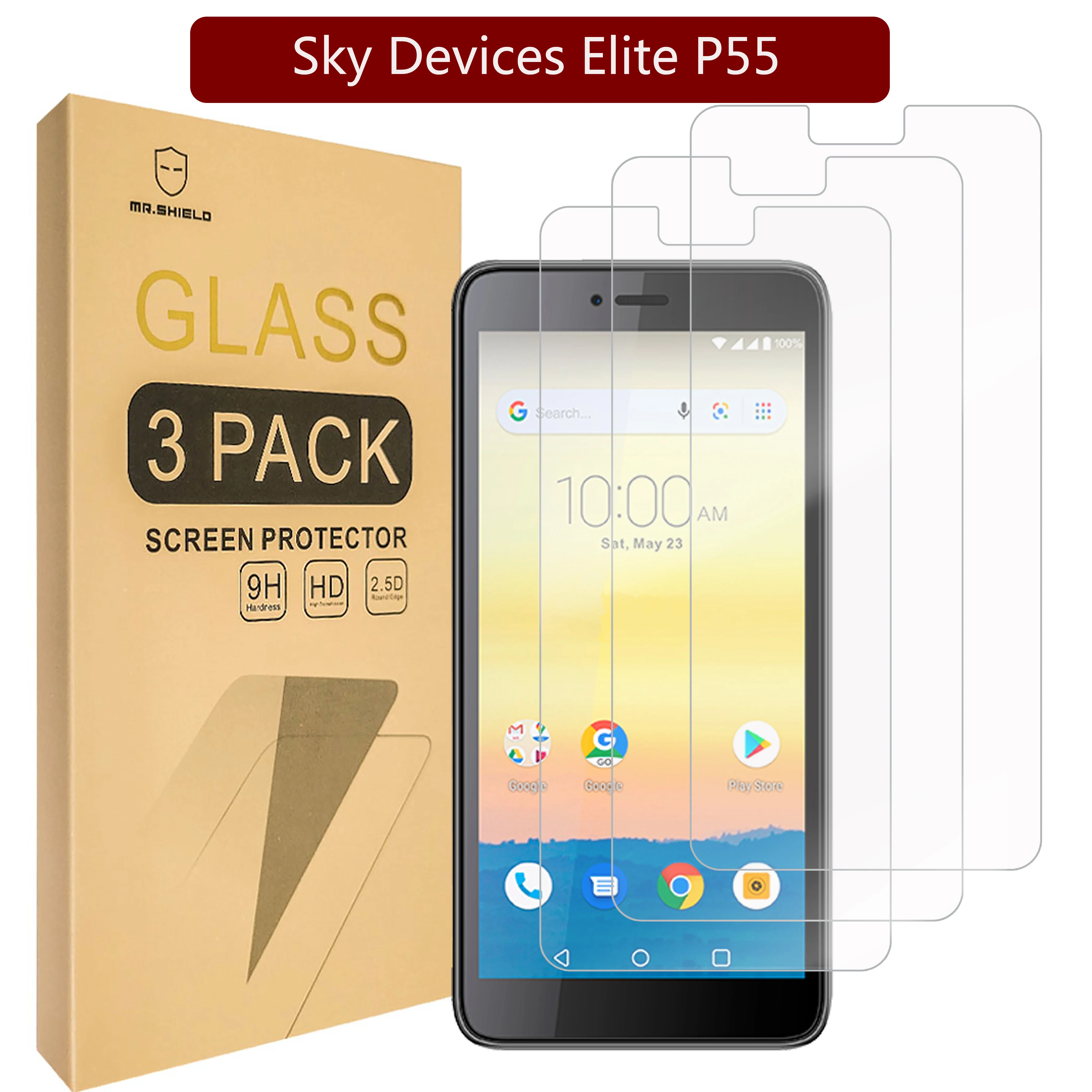 

Mr.Shield Screen Protector For Sky Devices Elite P55 [Tempered Glass] [3-PACK] [Japan Glass with 9H Hardness] Screen Protector