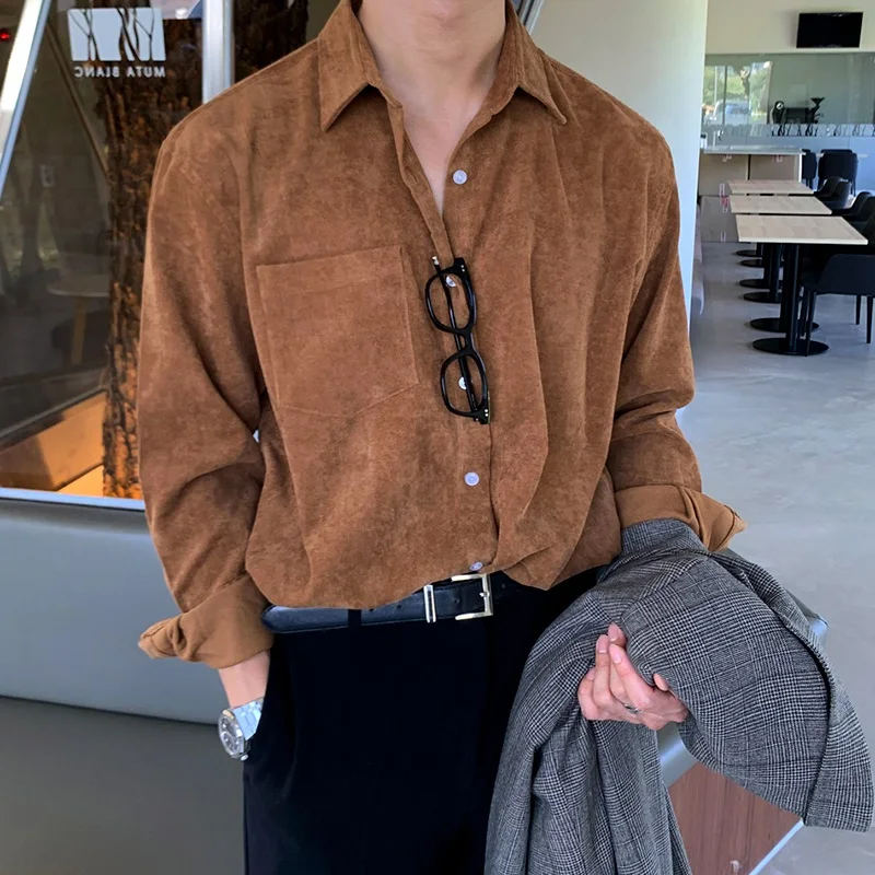 

Men's Corduroy Jacket Long Sleeve Workwear Autumn Vintage American Style Ins Dirt Resistant Wear Resistant Shirt Standard Fit