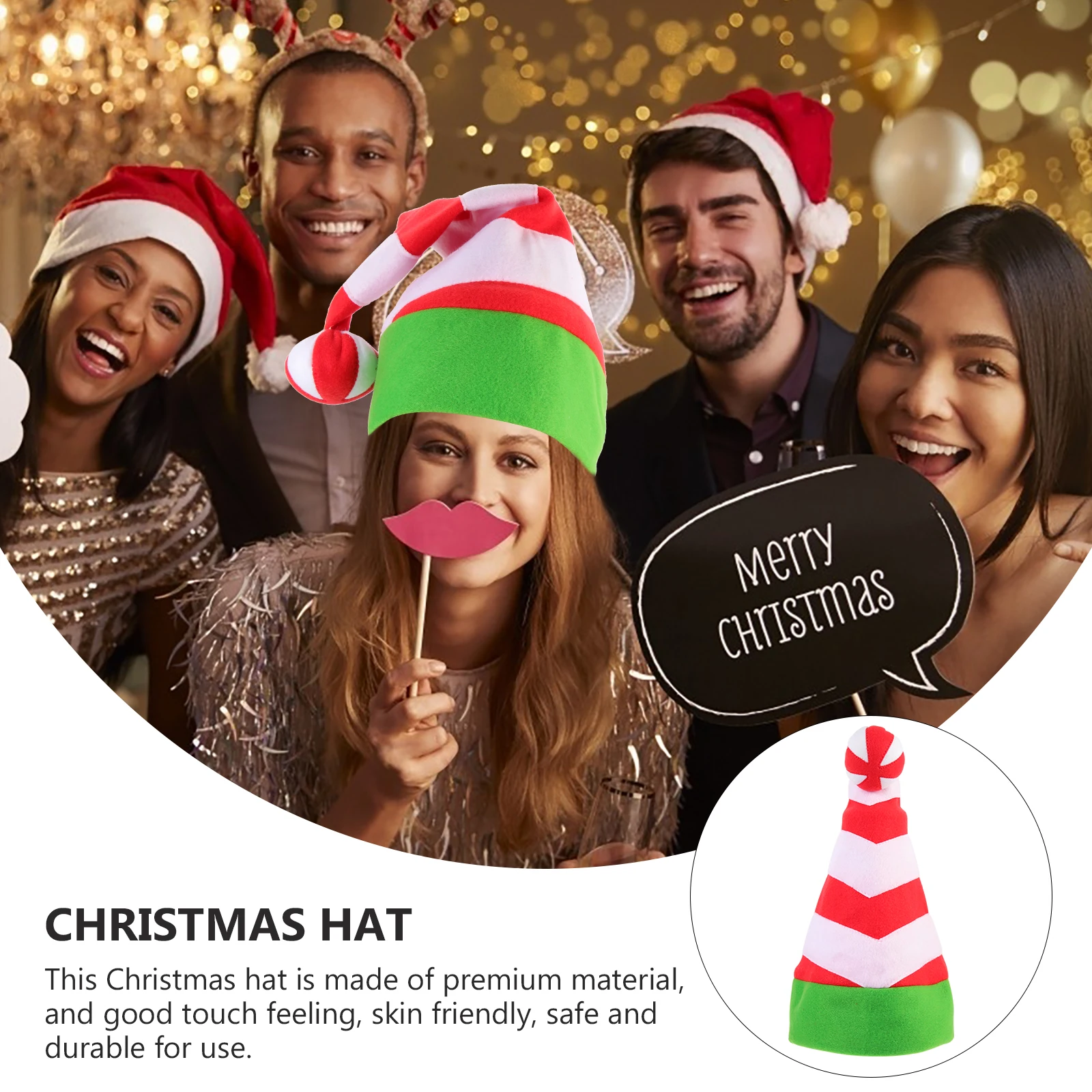 

2 Pcs Christmas Decor Santa Hat Holiday Festive Headwear Party Hats Men and Women