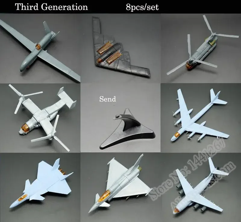 1:165 4D Plastic Assemble Model 3rd Generation Aircraft J-20 Stealth Fighter B-2 Bomber Ospreys Helicopter Sand Table Toy