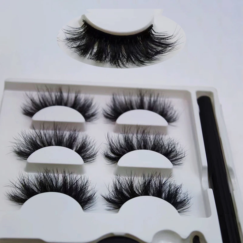 3 Pairs Of Magnetic Fried High Imitation Mink Hair Curly Thick False Eyelashes Sticky Eyeliner Pen Not Easy To Smudge Suit