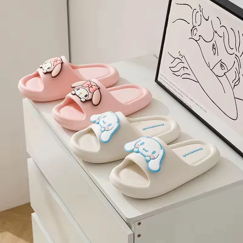 

Family Slippers Cute Soft Lightnes Cloud Like In Door Slides Kuromi My Melody Pochacco Sweet Shoes For Kids Eva