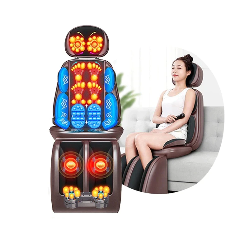 Electric Full Body Massage Chair Neck Back Waist Massage Cushion Heating Vibrate Massaging Pad Seat Sofa Relaxation For 110/220V