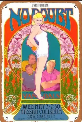Металлическая табличка NO DOUBT MUSIC, декор для музыкального гаража, мужской комнаты, с изображением Нью-Йорка, табличка WXRK