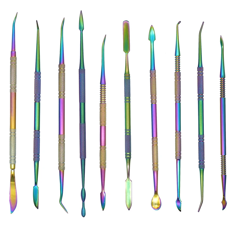 10Pcs Dental Spatulas Kit Stainless Steel Teeth Wax Carving Knife Plaster Sculpture Modeling Blade Resin Composite Filling Tools