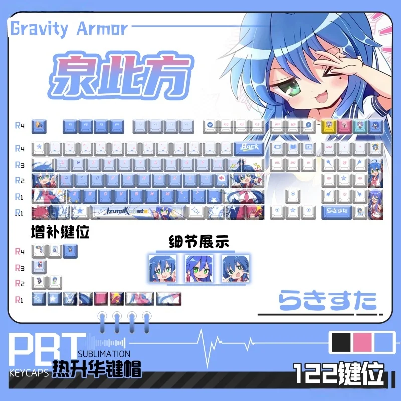 Lucky Star Anime Comic Theme Keycaps Cherry Profile Pbt Mechanical Keyboards Game Cartoon Collections Cute Holiday Gifts Keycaps