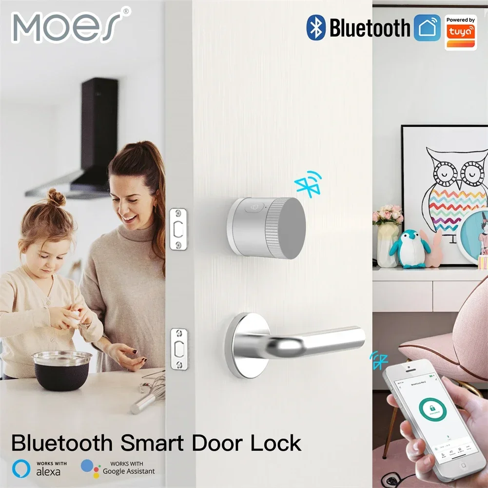 MOES Bluetooth Door Lock Bank-grade AES128 TLS Encryption Sensor Unlocking Tuya Smart APP Remote Voice Control Alexa Google US