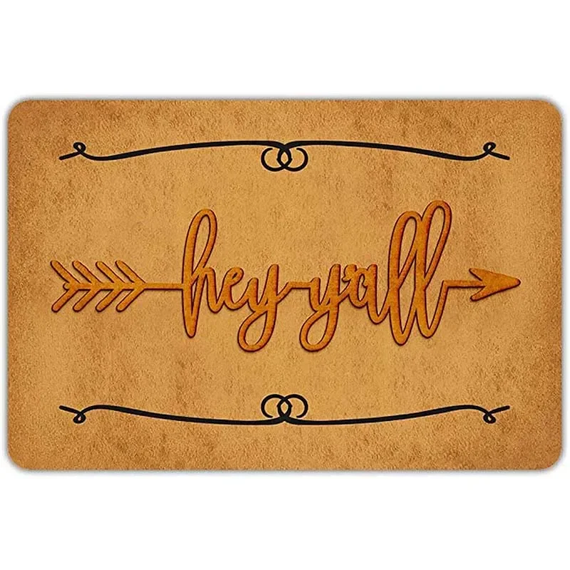 Door Mats Outside Welcome Mat Hey Yall Doormat Flannel Non Slip Backing Funny Doormat Indoor Outdoor Rug Front Door Mat