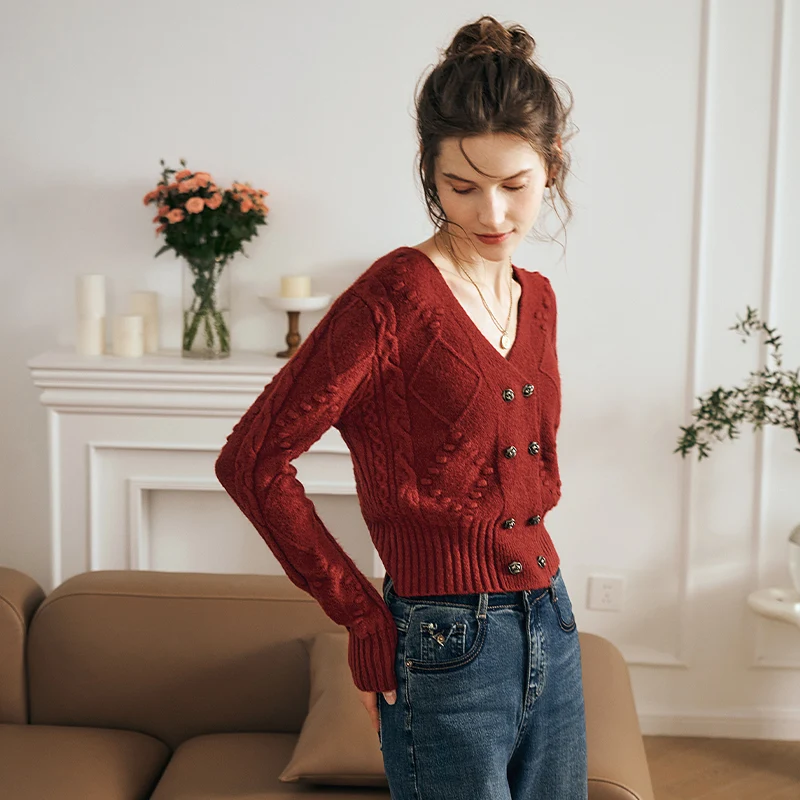red cardigan