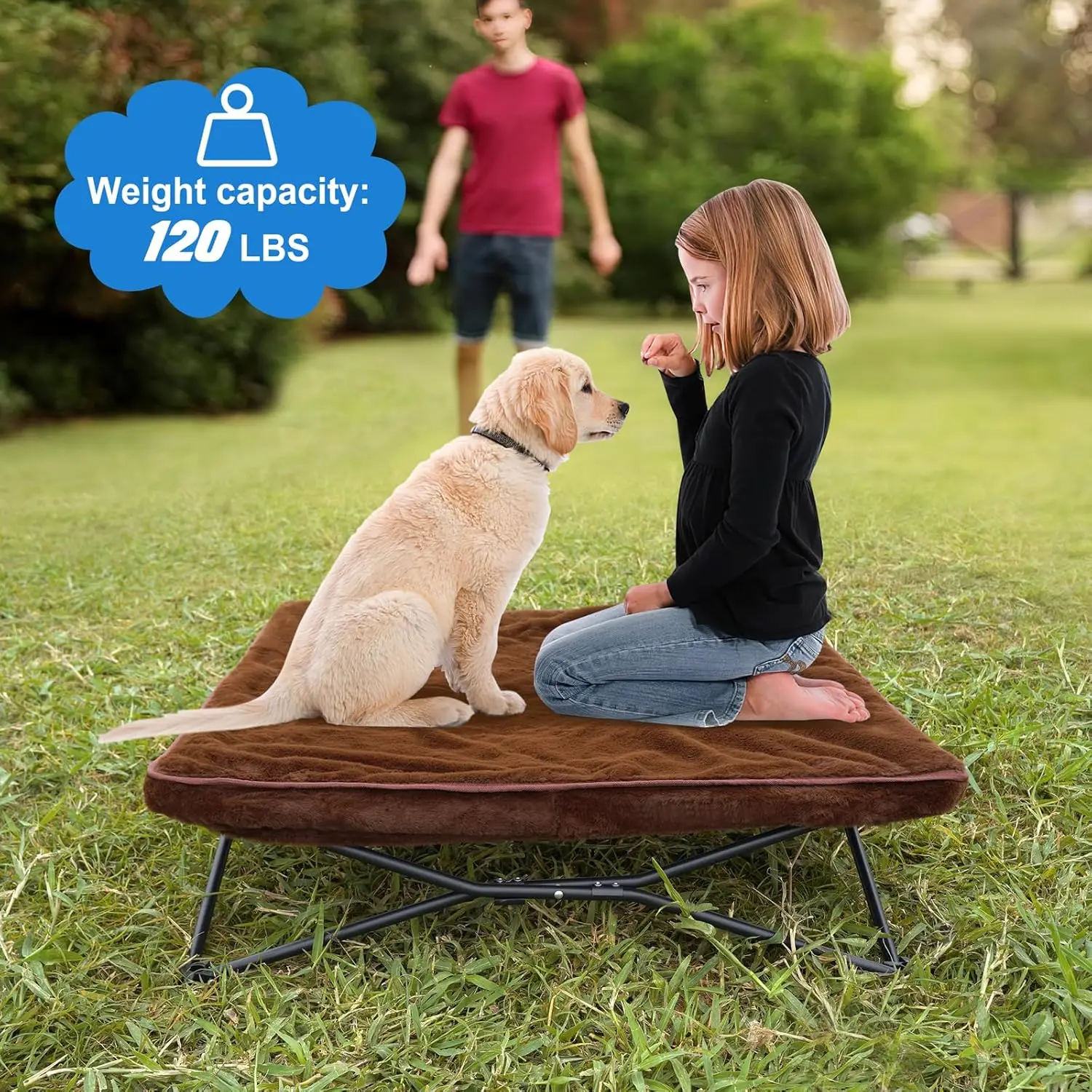 unp Outdoor Dog Bed - Portable, Elevated Camping Dog Cot for Indoor, Courtyard & Travel, Breathable Textilene Mesh