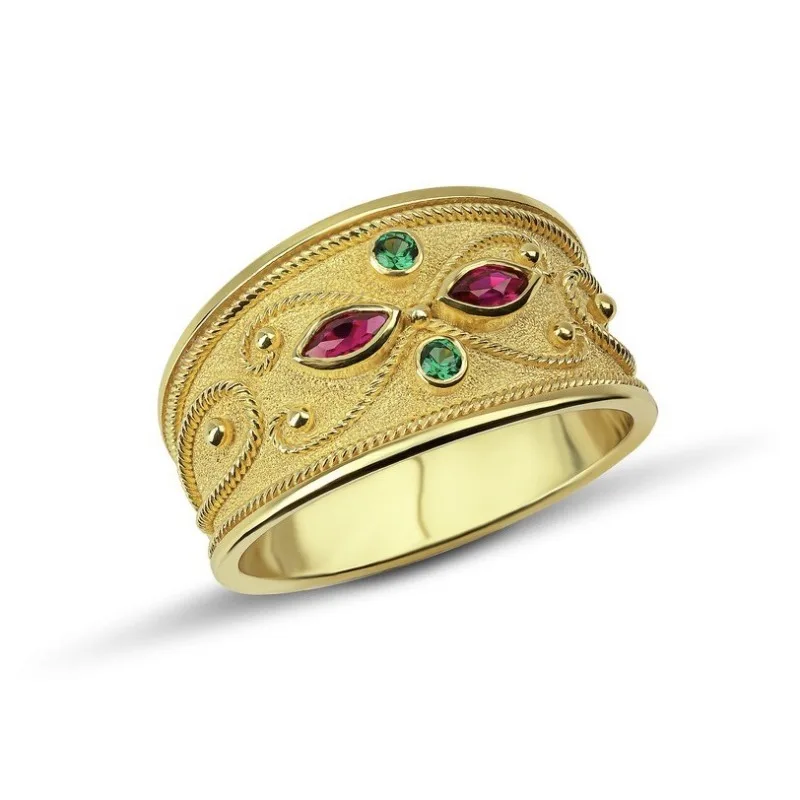 

Exquisite Gold Color Men Rings for Women Oval Round Green Red Stone Rings Jewelry Party Gift