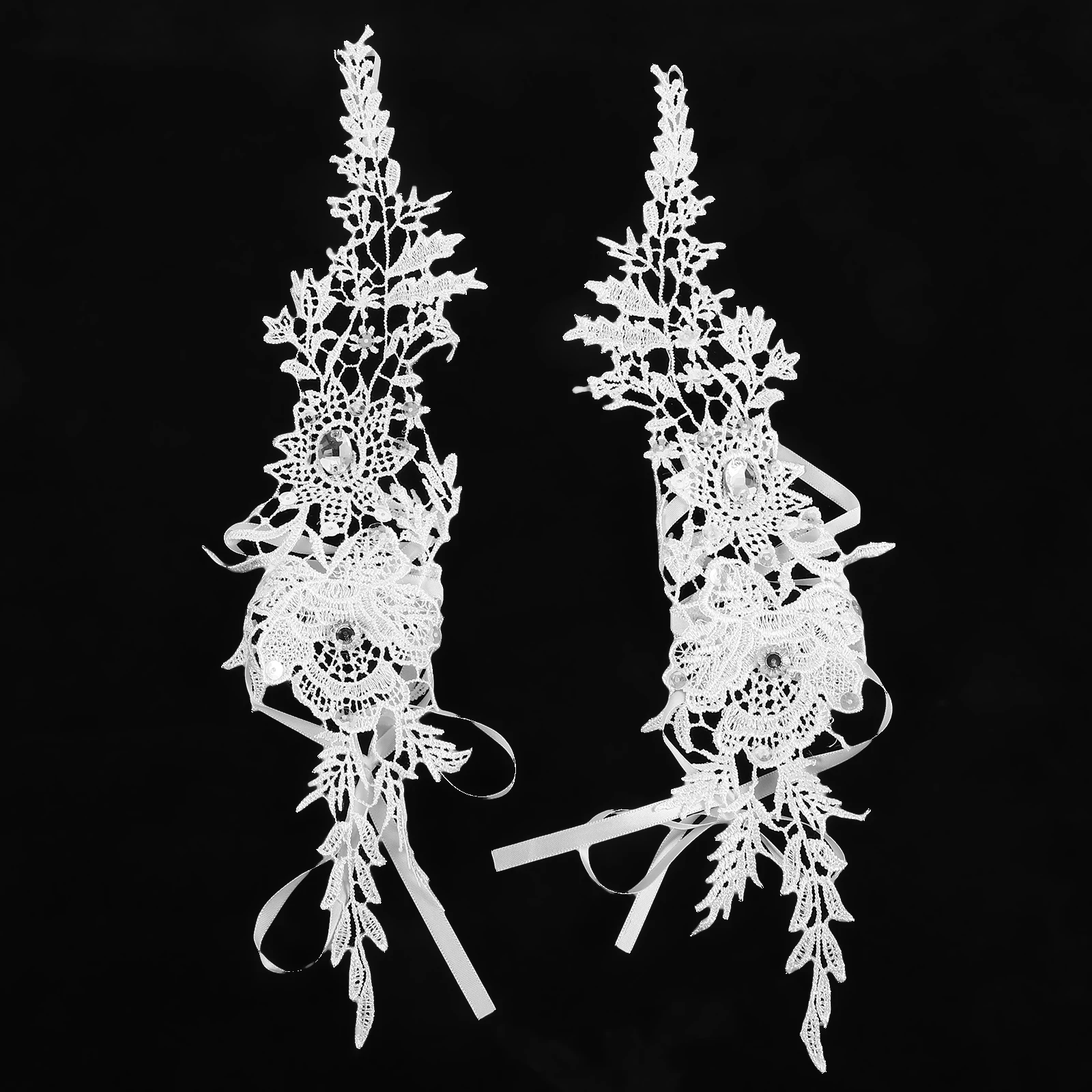 

Wedding Gloves Bride Lace Long Fingerless Rhinestone Bridal Soluble