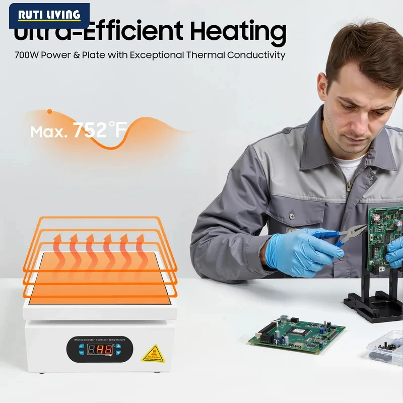 700W Microcomputer Electric Heating Plate Rework Soldering Preheat Station Welder 150X150mm 0-400°C LCD Touch Screen
