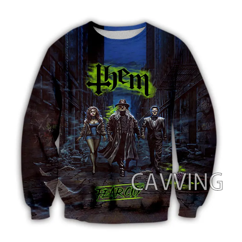 CAVVING-Homens e Mulheres em 3D Impresso Banda Rock Crewneck Camisolas, Tops Estilo Harajuku, Camisolas de Manga Longa