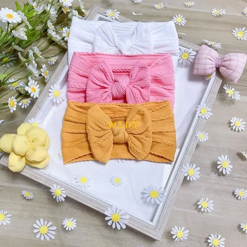 W3JF Baby Bow Bowband Set لطيف Turban Bowknot Bowknot Bowloy Soft Soft Flastic Hair Band for Newborn Toddler Girls Boys Gift
