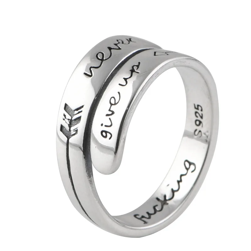 

Contrast Encouraged Gift Never Give Up Thai Silver Arrow Rings for Women Shining 925 Silver Crossed Ring Glossy Silver Jewelry