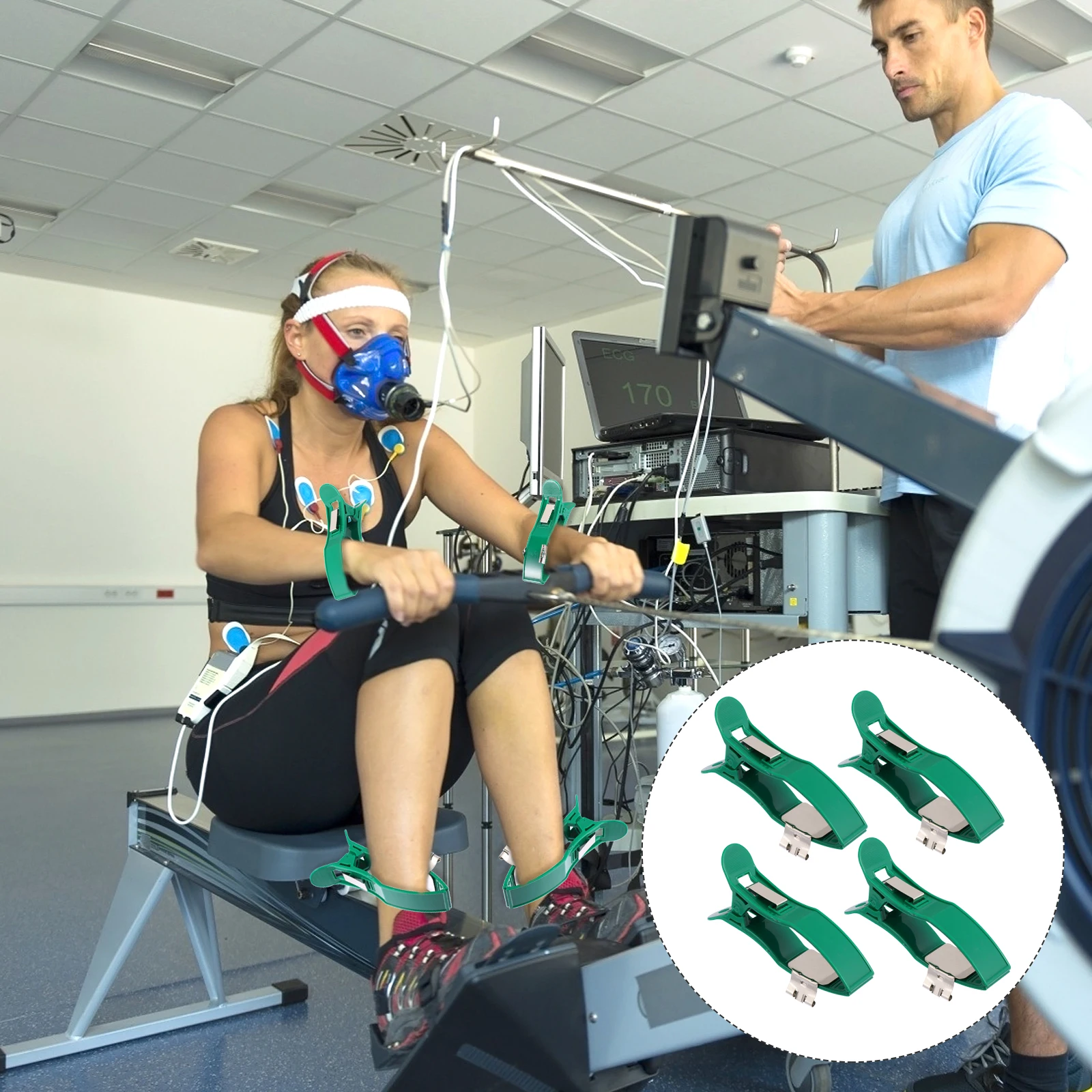 

4 Pcs Cardiac Electrode Clip Plastic Heart Metal Camp Dual-purpose Lamp Machine