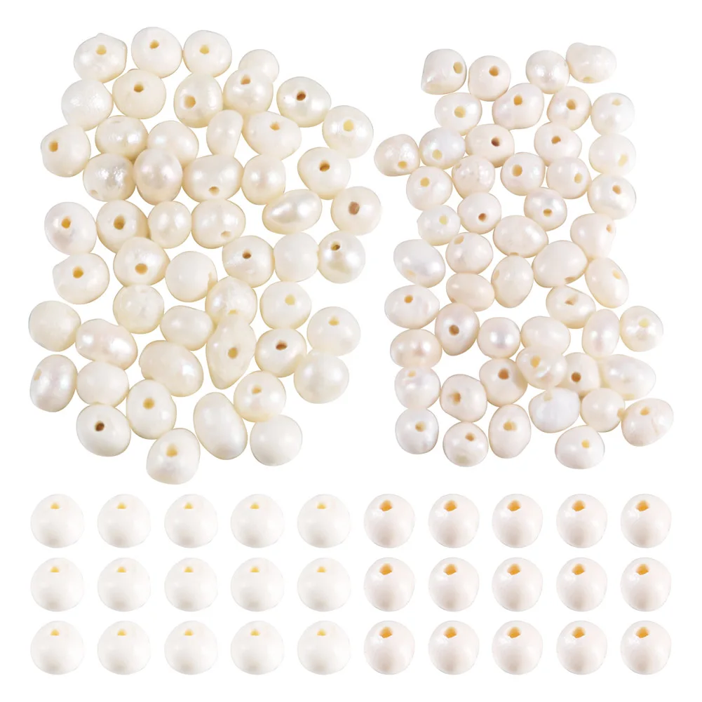 100Pcs 2 Styles Natural Cultured Freshwater Pearl Beads Loose Shell Beads DIY Earrings Bracelet Sew Craft Jewelry Making