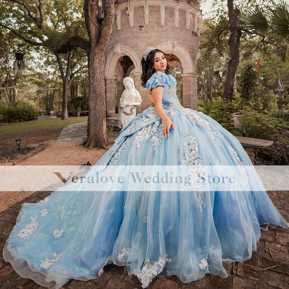 فستان أميرة Quinceanera ، زهور ثلاثية الأبعاد ، ملابس لحفلات أعياد الميلاد ، ثوب حفلة ، أزرق ، Xv ، 2023