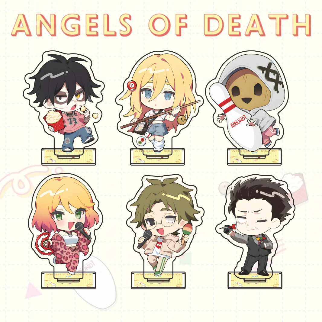 New Angels of Death Leisure Sport Series Acrylic Stand Figure Zack Rachel Eddie 10cm Q Version Anime Desktop Ornament Keychain