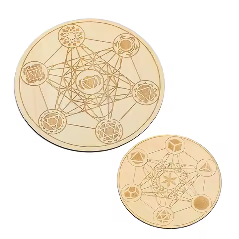 Crystal Grid Ouija Board Metatron's Cube Sacred Geometry Wooden Plate Chakra Yoga Meditation Witchcraft Altar Ritual Decor Board