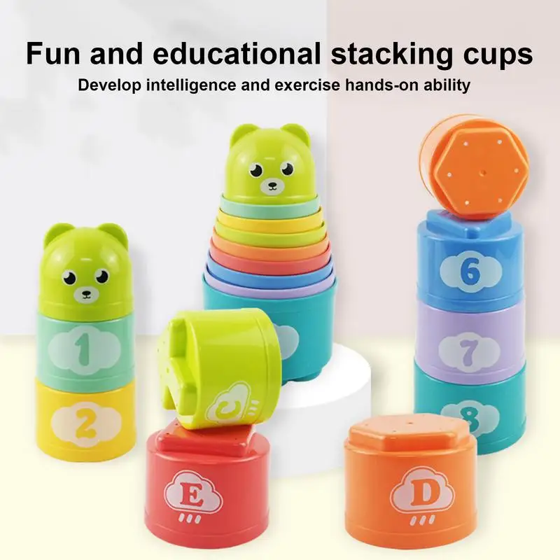 Juguetes de taza de apilamiento para bebé, juguetes educativos tempranos, taza de anidación, juguete de baño para bebé, juguete Montessori