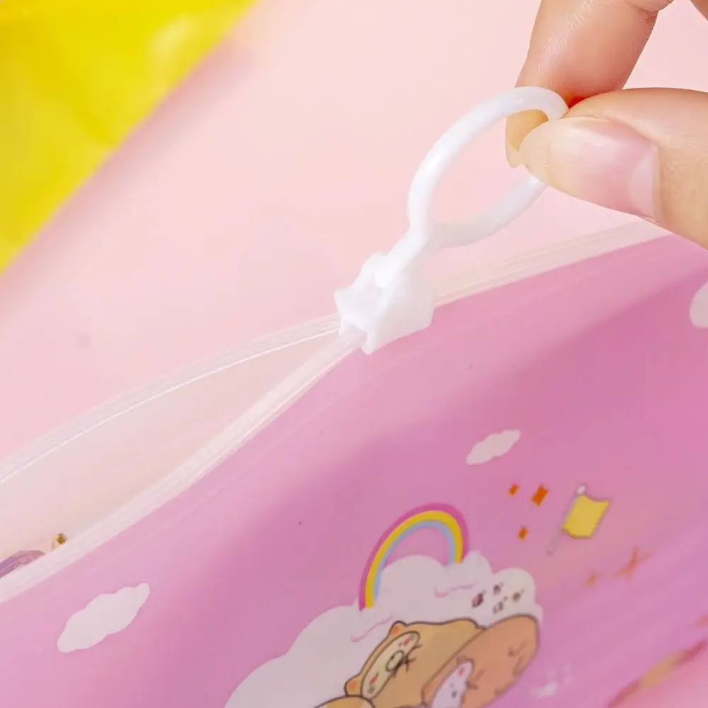 Large Capacity Pvc Zipper Pouch Zipper Type Waterproof File Bag Cartoon Transparent Zip File Folders School Office Supplies