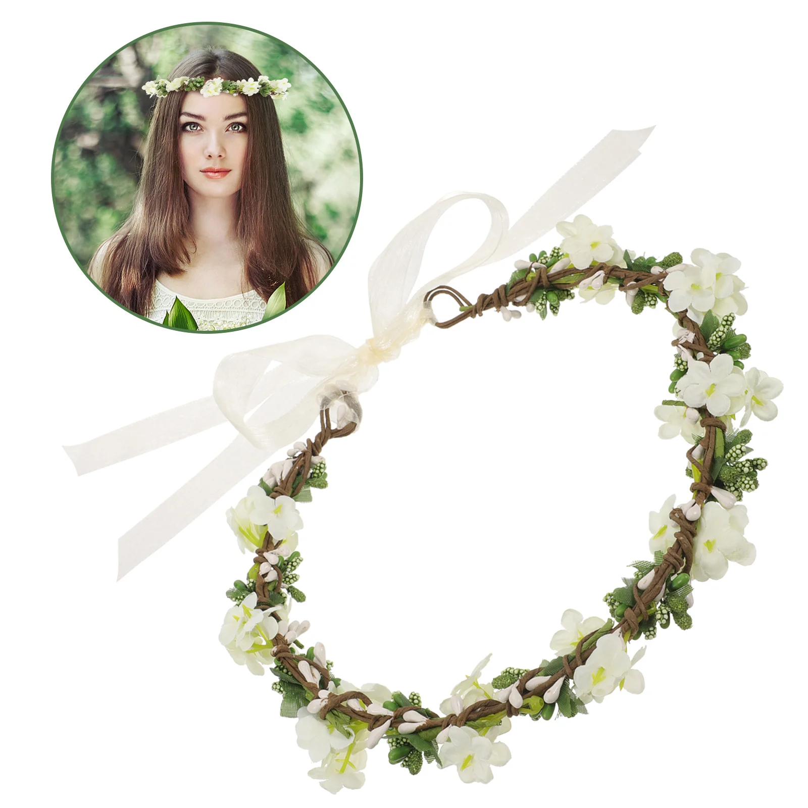 

Flower Headband Hair Wreath Floral Garland Crown Headpiece Accessory for Wedding Beach Party Photography Charming Elegant Design