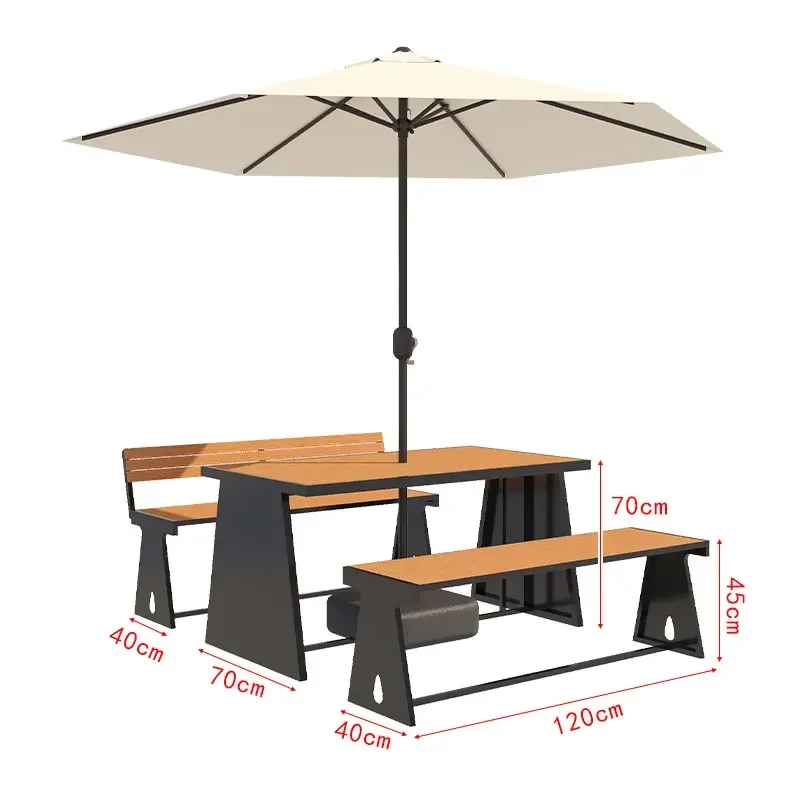 HW-11  Dining Table and Chair Set for Courtyard, Leisure, Street, Open-Air, Hotel, Homestay, Balcony with Backrest