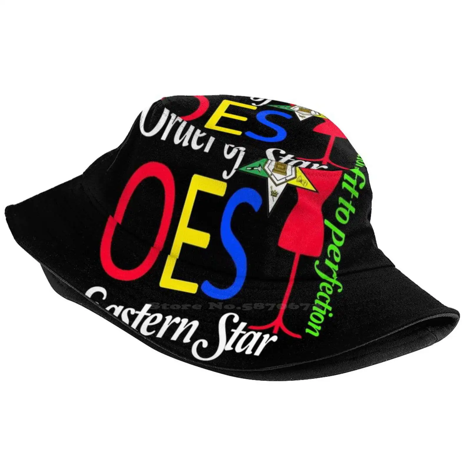 Oes Style Order Of The Eastern Star Logo Sistar Fit To Perfection Foldable Panama Bucket Hat Cap Order Of The Eastern Star Oes