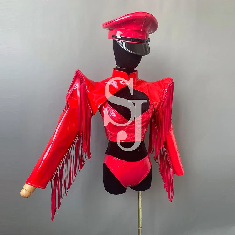 Costume de Scène de brevRouge avec Pompon, Discothèque, Drag Queen