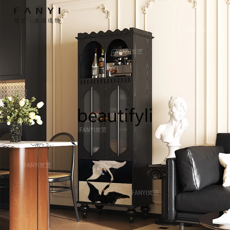 

Modern Minimalist Solid Wood Partition Wine Cabinet Living Room Wall-Mounted Cabinet Dining Room Storage Side Cabinet