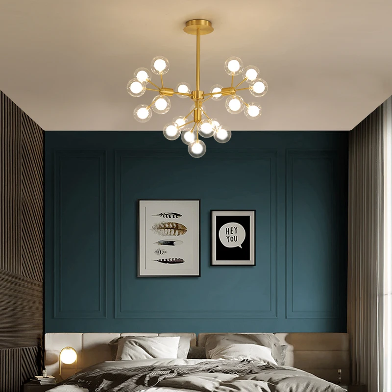 

Скандинавская стеклянная сферическая люстра для гостиной, современные домашние столовые, спальни, кабинета, люстры