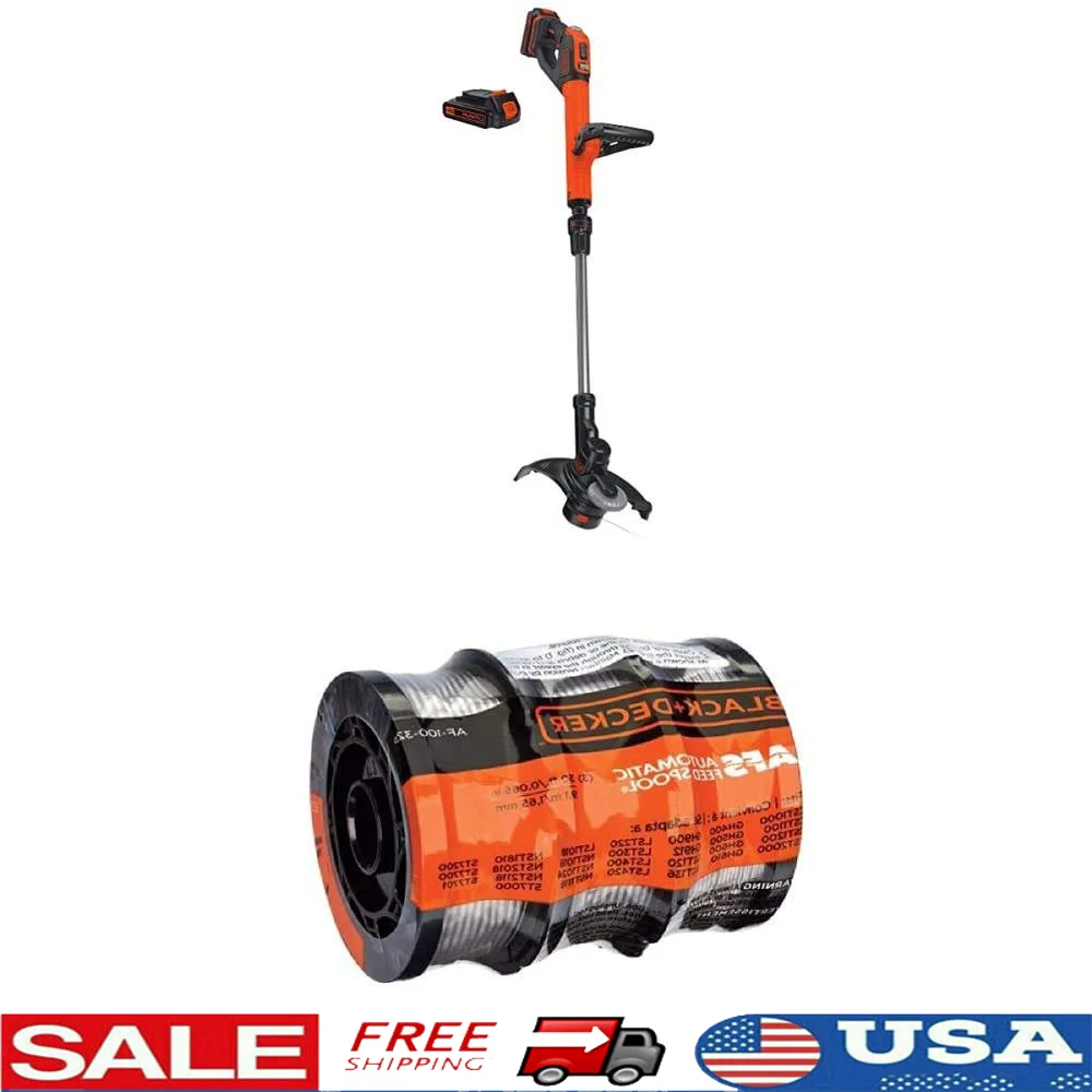 20V Lithium String Trimmer/Edger 2 Batteries 30ft Replacement Line Spool Battery Powered Cordless Easy Feed Assembly Required