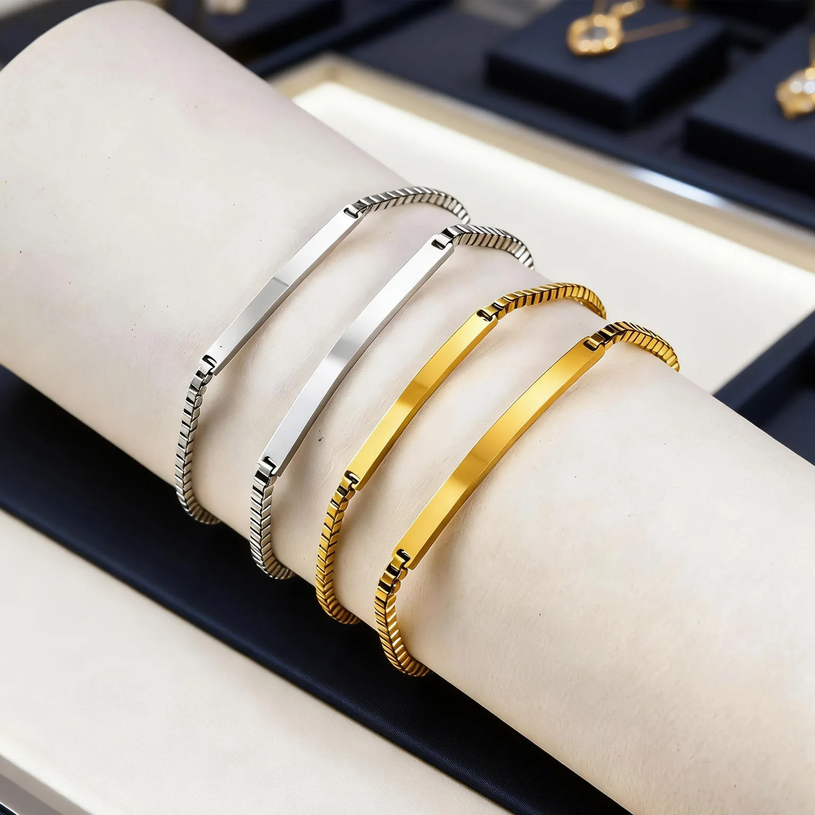 

Customized Couples Name Engrave Stainless Steel Bracelet Men Women Personalized Bracelets For Id Bracelet Dropshipping 15cm-22cm
