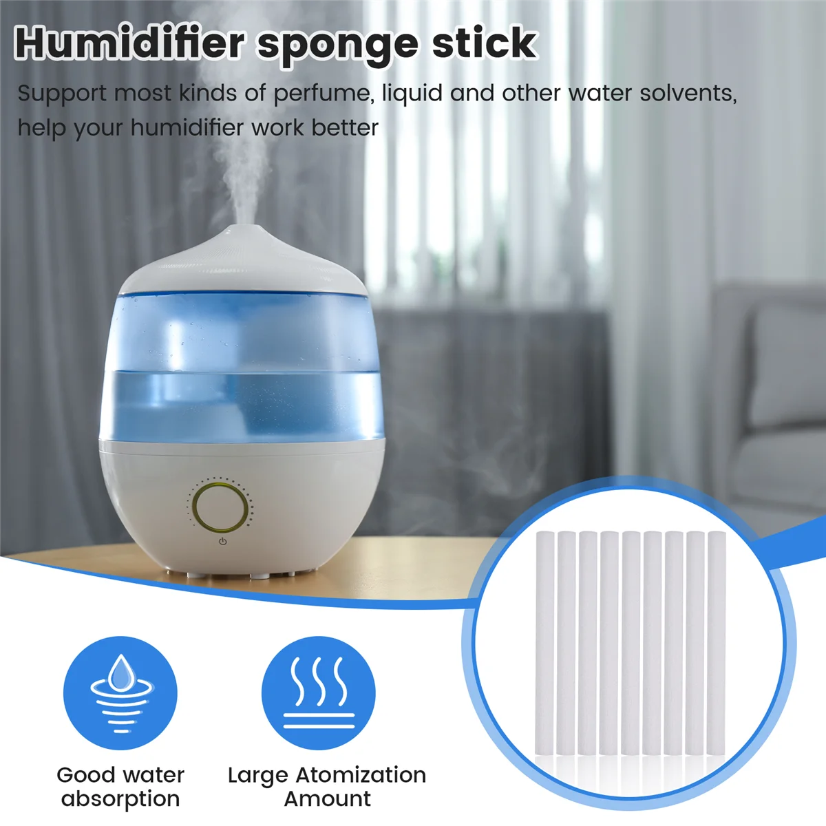 50 Pcs Car Humidifier Sticks Cotton Filter Refill Sticks Filter Replacement Wicks for Portable Ultrasonic Aroma Diffuser