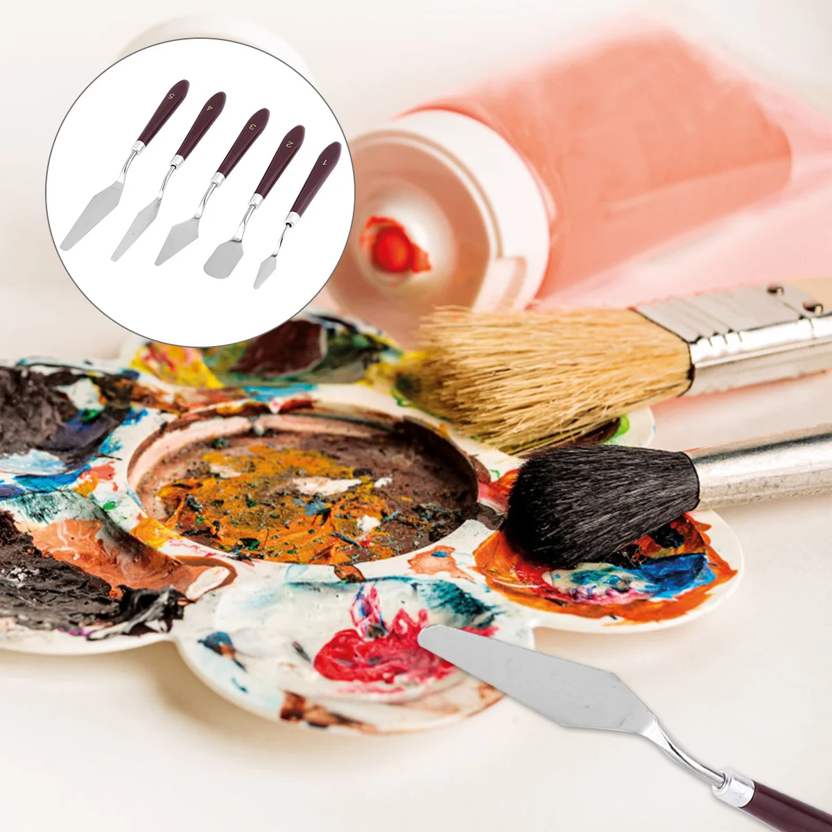

10Pcs Oil Painting Spatulas Stainless Steel Rust Resistant Paint Scraper Color Mixing Tools for Artists Pigment Shovel
