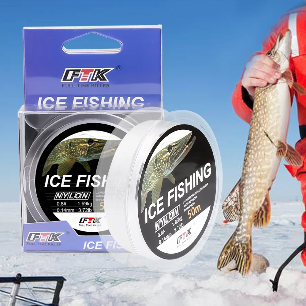NGB 50M Eis Angelschnur Super Starke Monofilament Nylon Winter Brassen Salzwasser Angelschnur Japan Low Memory Karpfen Linie